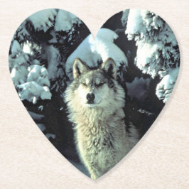 Posavasos De Papel Lobo En La Nieve