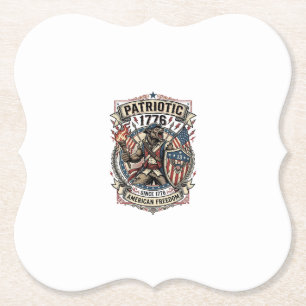 Posavasos De Papel Lobo Patriota Patriótico Horror Monstruo Patriota 