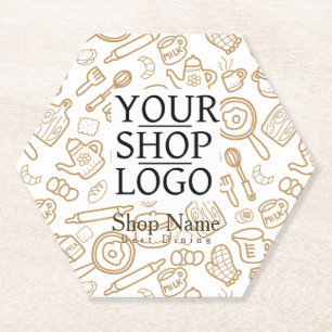 Posavasos De Papel Logo de Kitchware White Brown