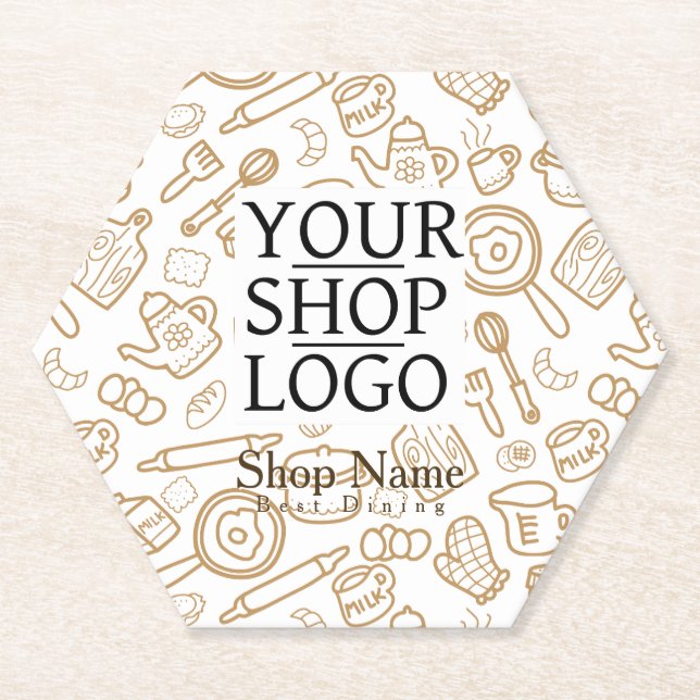 Posavasos De Papel Logo de Kitchware White Brown (Anverso)