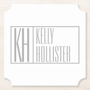 Posavasos De Papel Logotipo de iniciales y nombre gris moderno