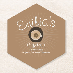 Posavasos De Papel Logotipo de Negocio de Cafetería de Espresso