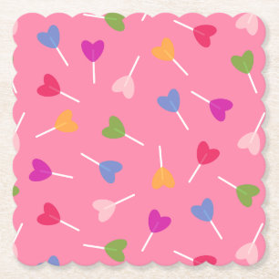 Posavasos De Papel Lollipops cardíacos multicolores - Láminas de pape
