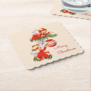 Posavasos De Papel Los ángeles decorando la montaña rusa del árbol de