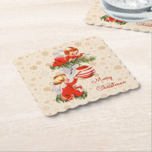 Posavasos De Papel Los ángeles decorando la montaña rusa del árbol de