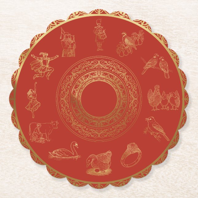 Posavasos De Papel Los doce días de los Navidades rojos (Anverso)