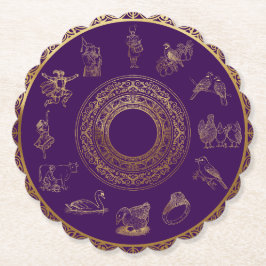 Posavasos De Papel Los doce días de Navidades morado