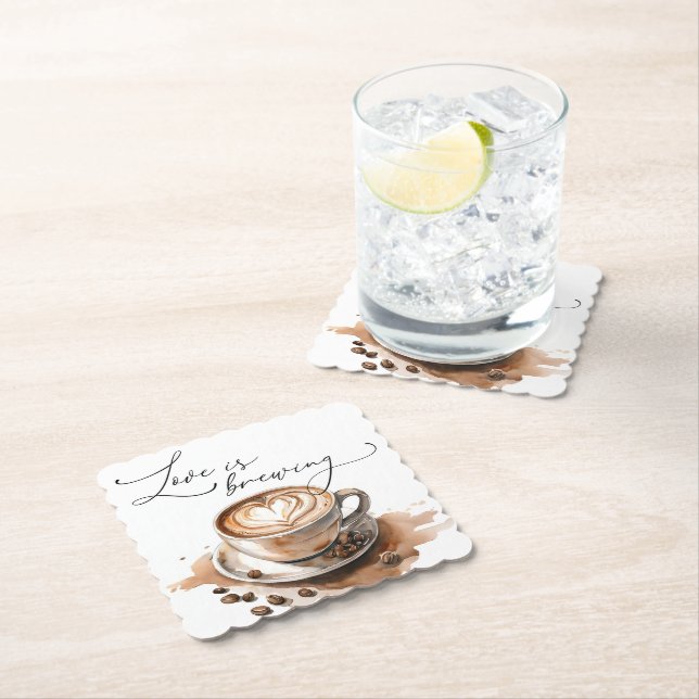 Posavasos De Papel Love is Brewing Coffee Despedida de Soltera (In situ)