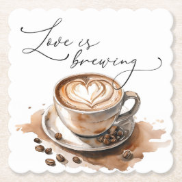 Posavasos De Papel Love is Brewing Coffee Despedida de Soltera