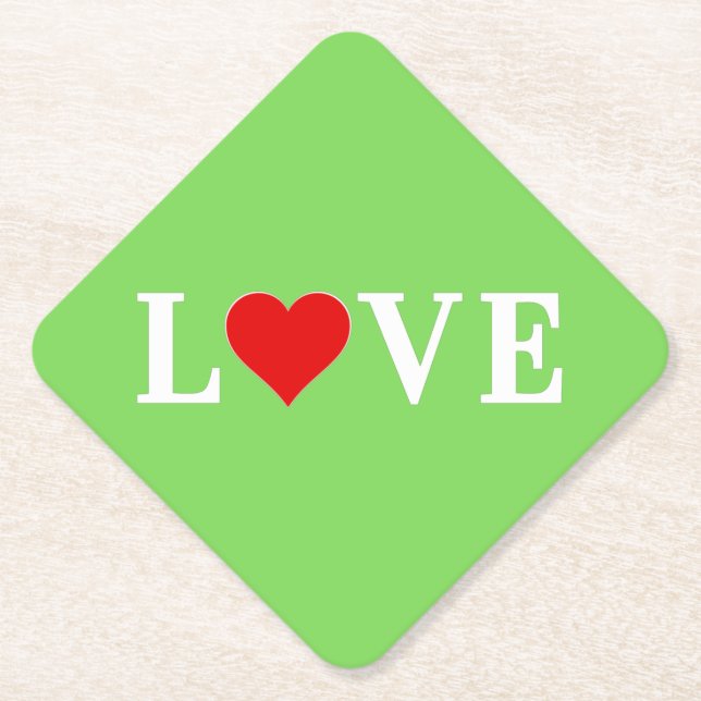Posavasos De Papel LOVE Trending Lime Green Modern Elegant (Anverso)
