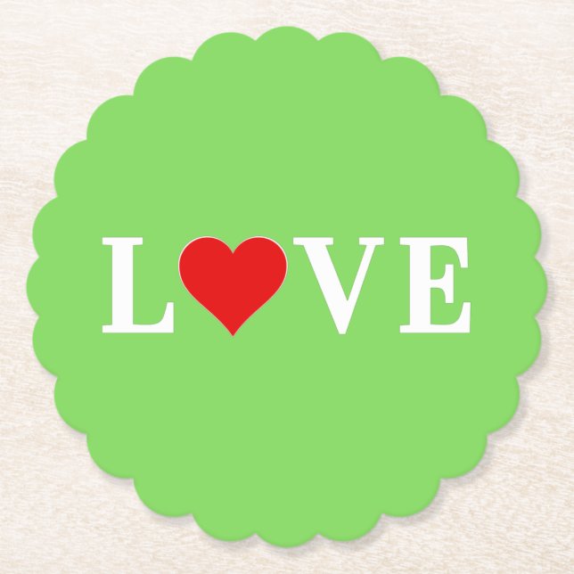 Posavasos De Papel LOVE Trending Lime Green Modern Elegant (Anverso)
