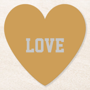 Posavasos De Papel LOVE Typography Heart Coaster Set