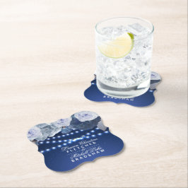 Posavasos De Papel Luces de cuerdas Boda elegante azul personalizada