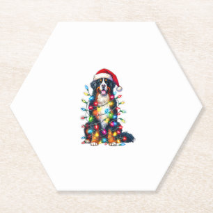 Posavasos De Papel Luces de Navidades de Bernese Mountain Dog