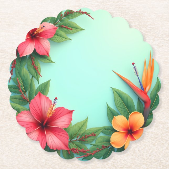 Posavasos De Papel Luces florales vírgenes y tropicales (Anverso)