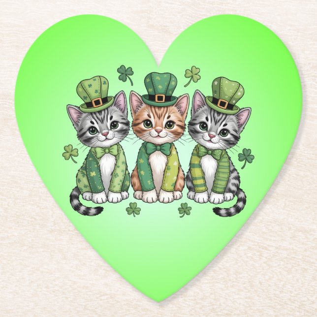 Posavasos De Papel Lucky St. Patrick’s Day Kittens-47474 (Anverso)