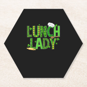 Posavasos De Papel Lunch Lady Happy St Patrick's Day Cafetería Worker