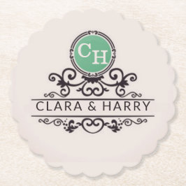 Posavasos De Papel Luxury Calligraphic Elegant Monogram Minimal