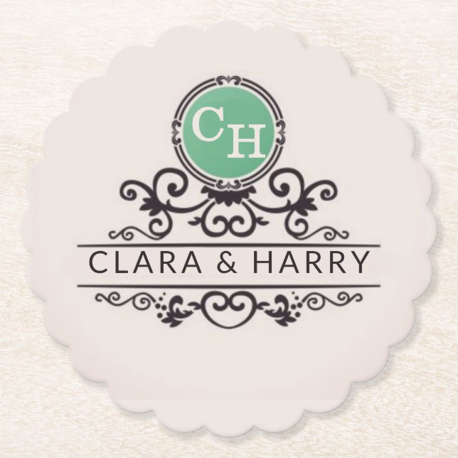 Posavasos De Papel Luxury Calligraphic Elegant Monogram Minimal (Anverso)