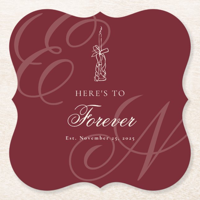 Posavasos De Papel Luxury Old Money Retro Calligraphy Wedding (Anverso)