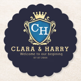 Posavasos De Papel Luxury romantic champagne gold elegant monogrammed