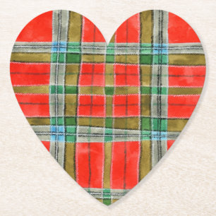 Posavasos De Papel MAC BAIN TARTAN HeartPaper Coasters