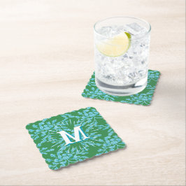 Posavasos De Papel Madera de peonía sinuosa en verde + personalizado 