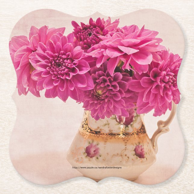 Posavasos De Papel Magenta Dahlias (Anverso)