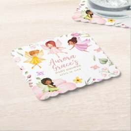 Posavasos De Papel Magnífico Hada Encantada Jardín Baby Shower Rosa