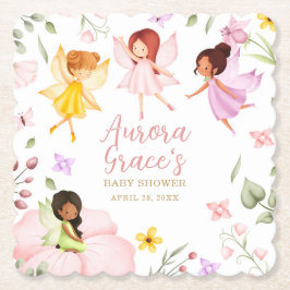 Posavasos De Papel Magnífico Hada Encantada Jardín Baby Shower Rosa