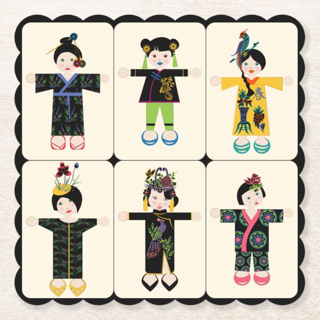 Posavasos De Papel Mah Jongg Dolls Coasters (Anverso)