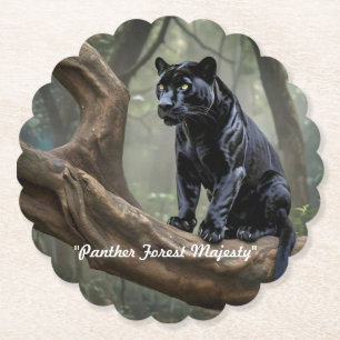Posavasos De Papel "Majestuosa pantera negra en el bosque"
