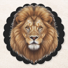 Posavasos De Papel Majestuoso león macho gran caverna de gato