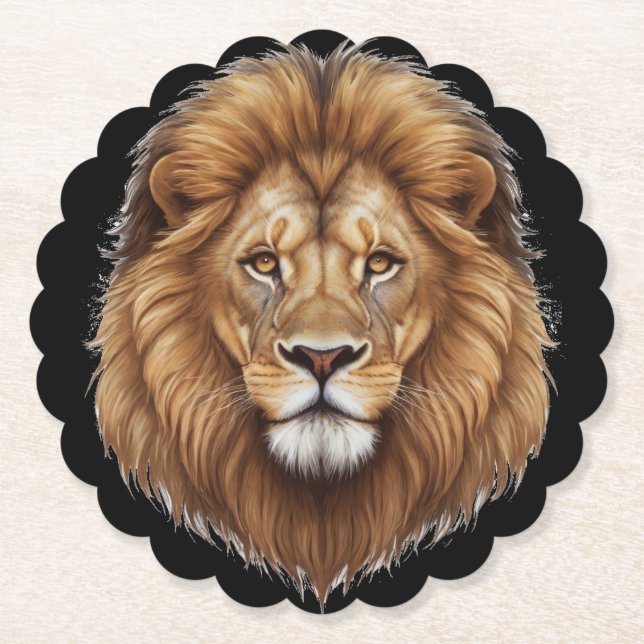 Posavasos De Papel Majestuoso león macho gran caverna de gato (Anverso)