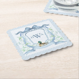 Posavasos De Papel Mallard Duck Monogram Grandmillennial