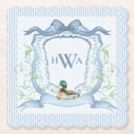 Posavasos De Papel Mallard Duck Monogram Grandmillennial