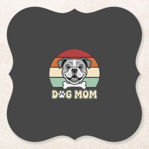 Posavasos De Papel Mamá Perro Retro Vector Bulldog