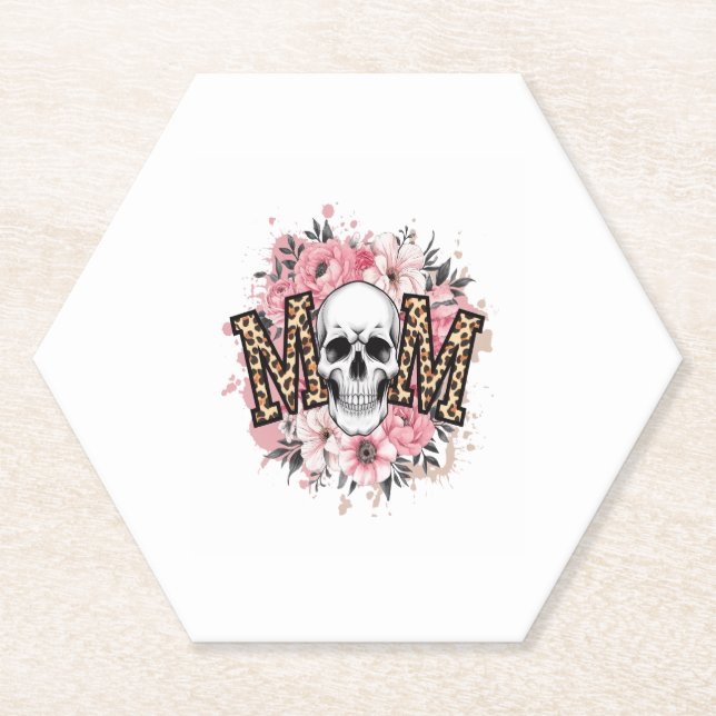 Posavasos De Papel Mamá Skull Mama Leopard Skull (Anverso)