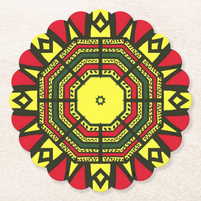Posavasos De Papel Mandala afrocéntrica (Anverso)