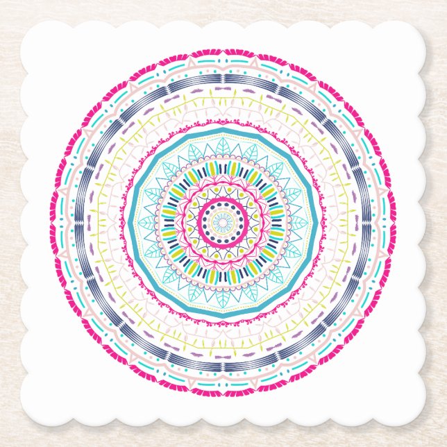 Posavasos De Papel mandala colorida (Anverso)