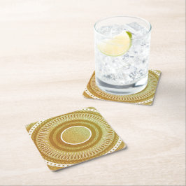 Posavasos De Papel Mandalá de Oro y Brillo