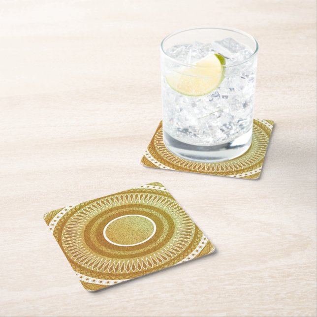 Posavasos De Papel Mandalá de Oro y Brillo (In situ)