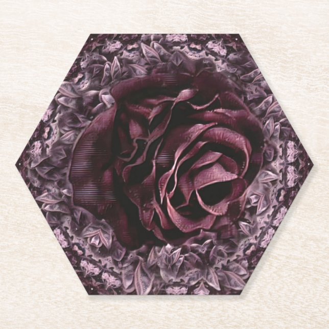 Posavasos De Papel Mandala de rosa  (Anverso)