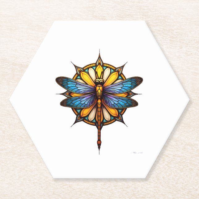 Posavasos De Papel Mandala Dragonfly Luminous Sacred Geometry Spiritu (Anverso)