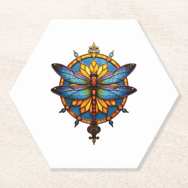 Posavasos De Papel Mandala Dragonfly Luminous Sacred Geometry Spiritu (Anverso)