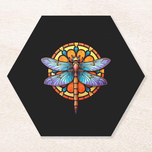 Posavasos De Papel Mandala Dragonfly Luminous Sacred Geometry Spiritu (Anverso)
