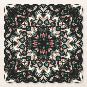 Posavasos De Papel Mandala. El color blanco, verde y beige de la deco