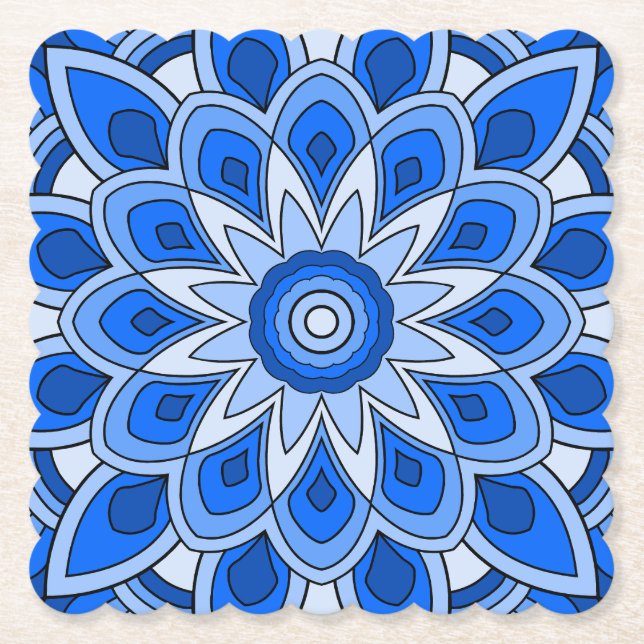 Posavasos De Papel Mandala en azul (Anverso)