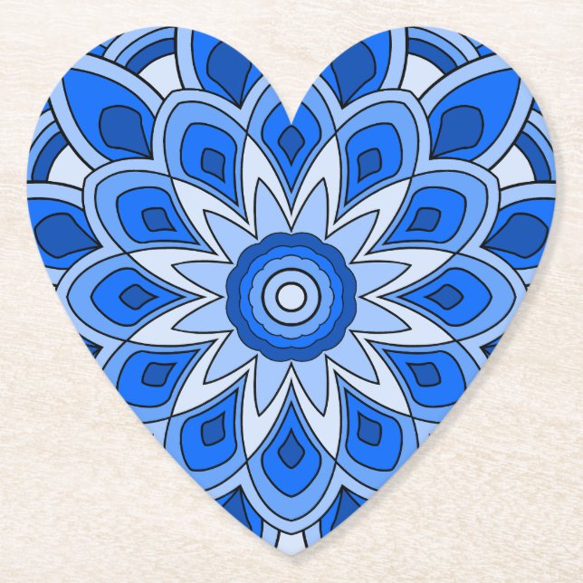 Posavasos De Papel Mandala en azul (Anverso)