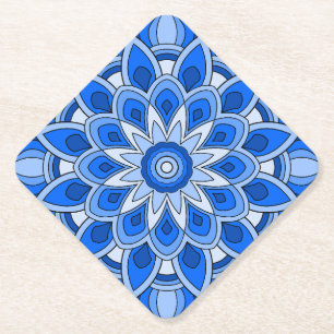 Posavasos De Papel Mandala en azul